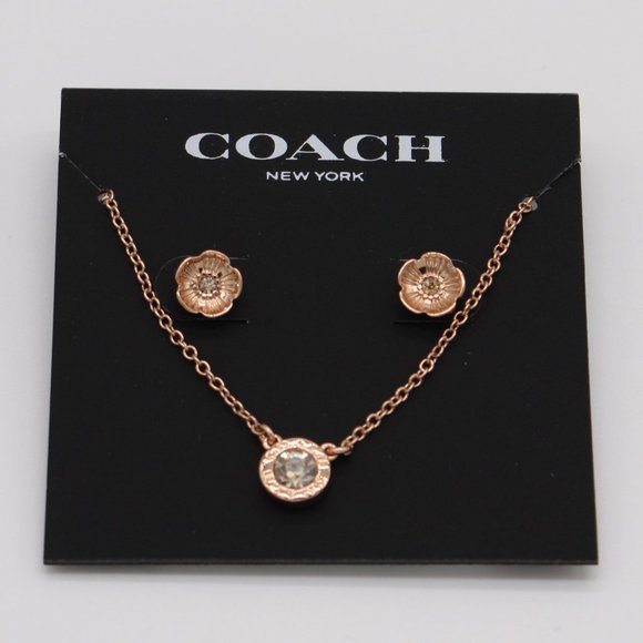 Coach Jewelry - Coach Jewelry Open Circle Necklace and Tea Rose Stud Earrings Set NWT MSRP $125